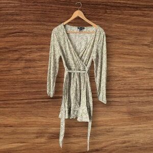 Streetwear Society Green Pink Floral Wrap Dress Ruffles Medium Festival Barbie